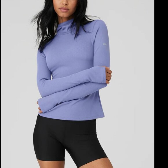 Alo Yoga Alosoft Frontrunner Long Sleeve Small Infinity Blue NWT - Picture 1 of 8